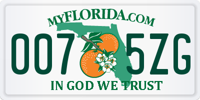 FL license plate 0075ZG