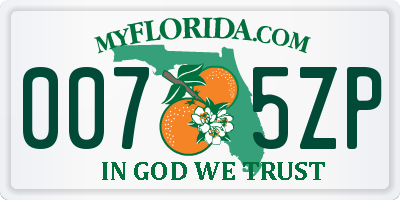 FL license plate 0075ZP