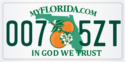 FL license plate 0075ZT
