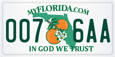 FL license plate 0076AA