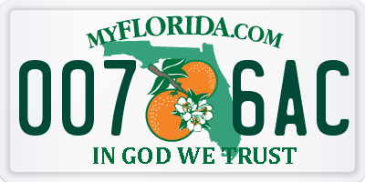 FL license plate 0076AC