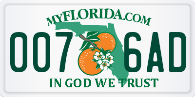 FL license plate 0076AD