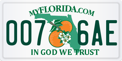 FL license plate 0076AE