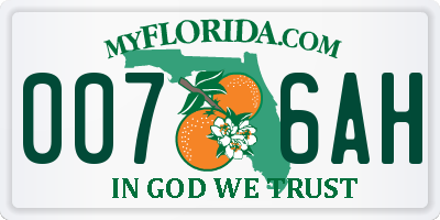 FL license plate 0076AH
