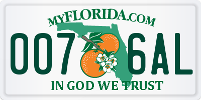 FL license plate 0076AL