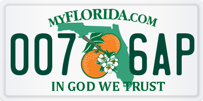 FL license plate 0076AP