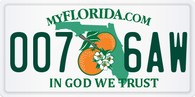 FL license plate 0076AW