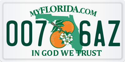 FL license plate 0076AZ
