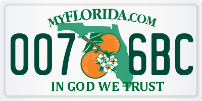FL license plate 0076BC