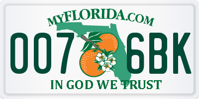 FL license plate 0076BK