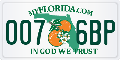 FL license plate 0076BP