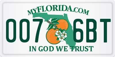 FL license plate 0076BT