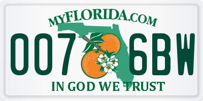 FL license plate 0076BW