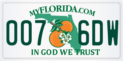 FL license plate 0076DW