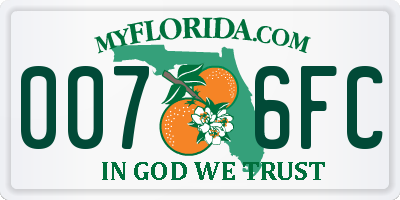 FL license plate 0076FC