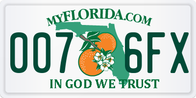 FL license plate 0076FX