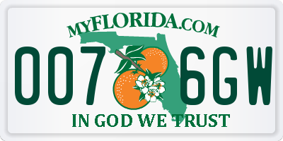 FL license plate 0076GW
