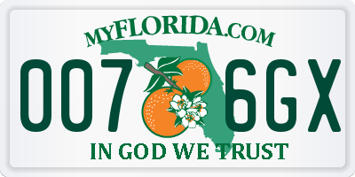 FL license plate 0076GX
