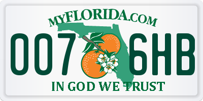 FL license plate 0076HB