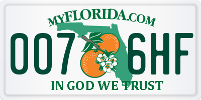 FL license plate 0076HF