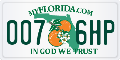 FL license plate 0076HP