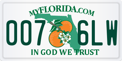 FL license plate 0076LW