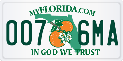 FL license plate 0076MA