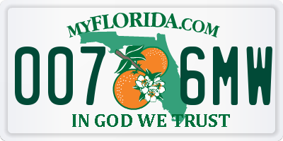 FL license plate 0076MW