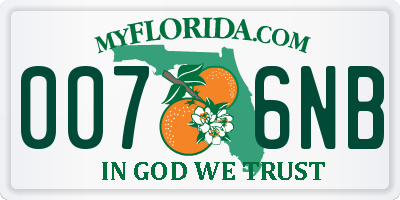 FL license plate 0076NB