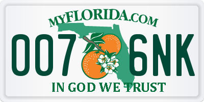 FL license plate 0076NK