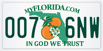 FL license plate 0076NW