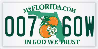 FL license plate 0076OW