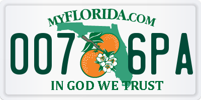 FL license plate 0076PA