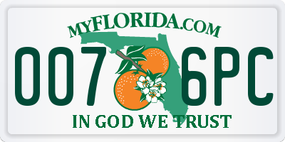 FL license plate 0076PC