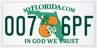 FL license plate 0076PF