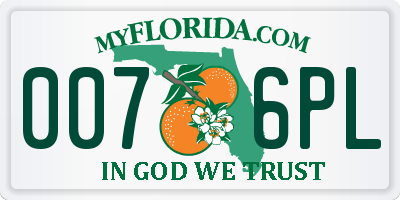FL license plate 0076PL