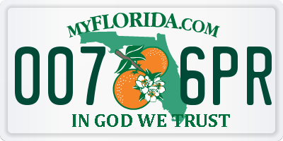 FL license plate 0076PR