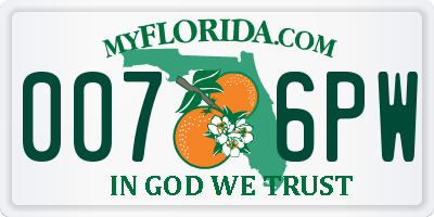 FL license plate 0076PW