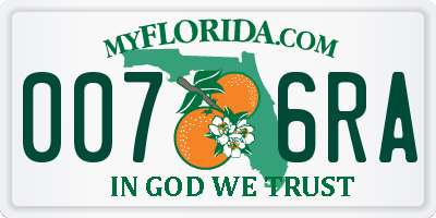 FL license plate 0076RA