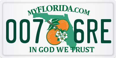FL license plate 0076RE