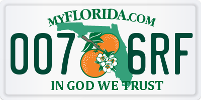 FL license plate 0076RF