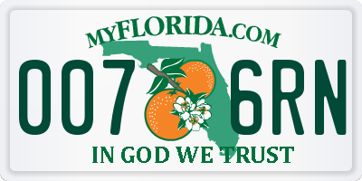 FL license plate 0076RN