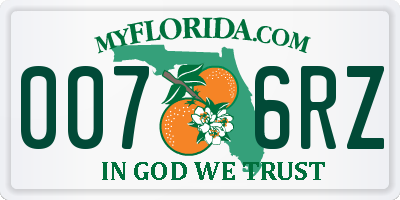 FL license plate 0076RZ