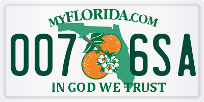 FL license plate 0076SA