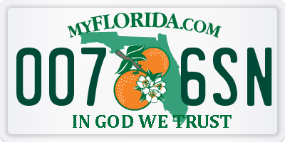 FL license plate 0076SN