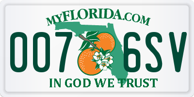 FL license plate 0076SV