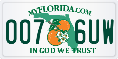 FL license plate 0076UW