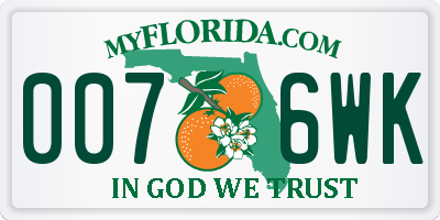 FL license plate 0076WK
