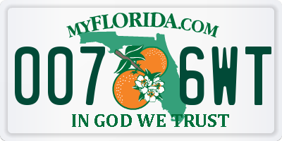 FL license plate 0076WT