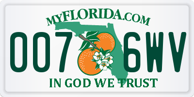 FL license plate 0076WV